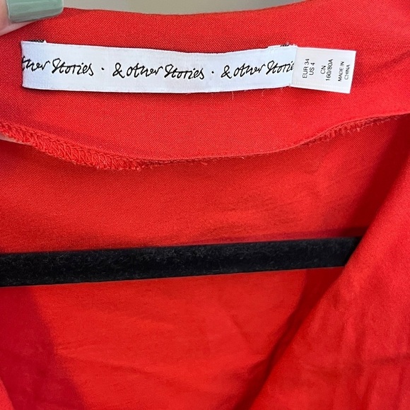 & Other Stories Red Midi Wrap Dress Sz 4 - Picture 4 of 12